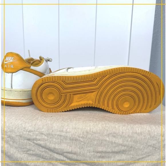 Vintage Y2K Nike Air Force 1 Low White Canyon Gold Mens 11.5‎ Sneakers 2002 - Picture 10 of 14